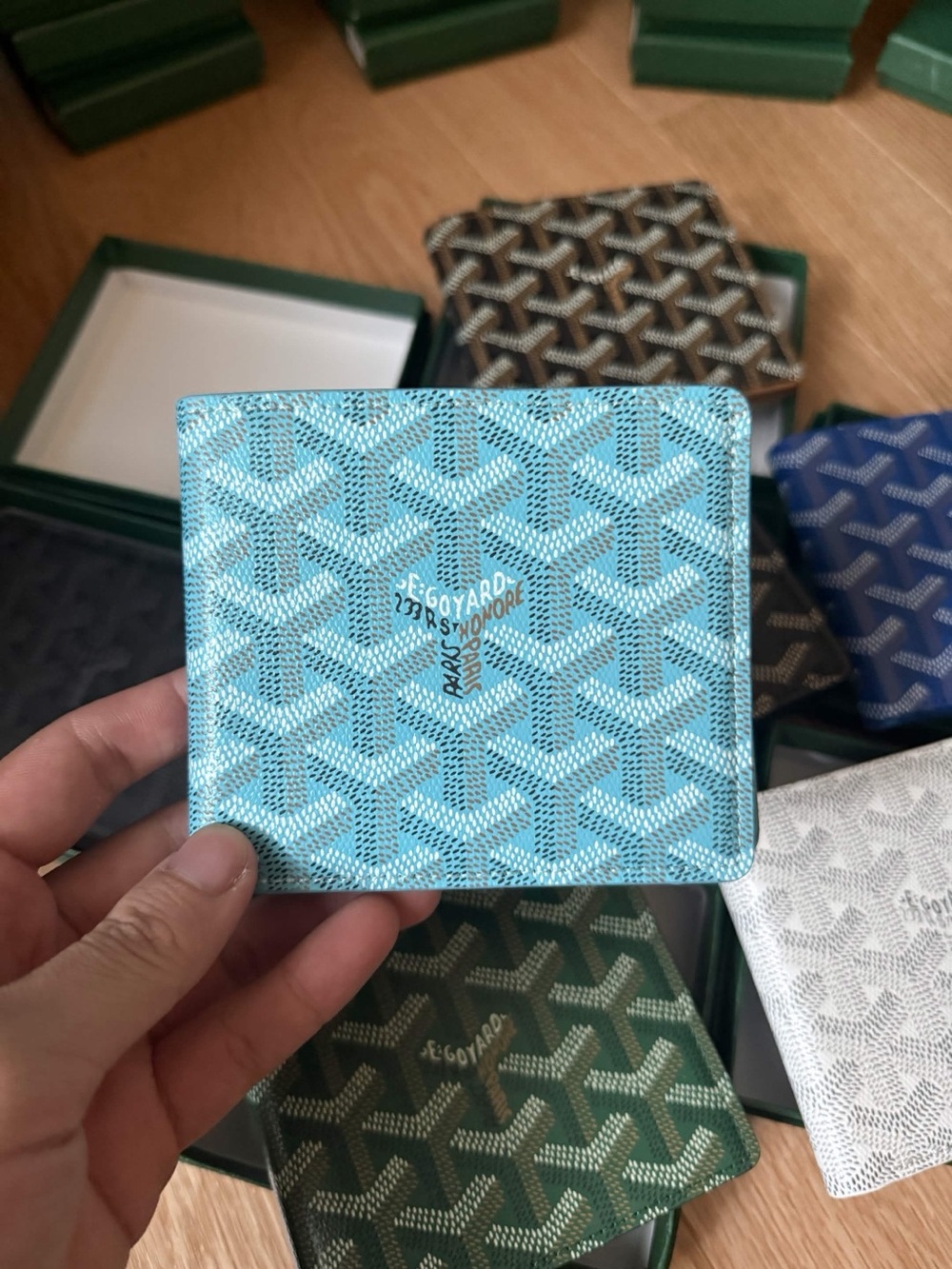Goyard Bi-Fold Card Holder in Light Blue Goyardine